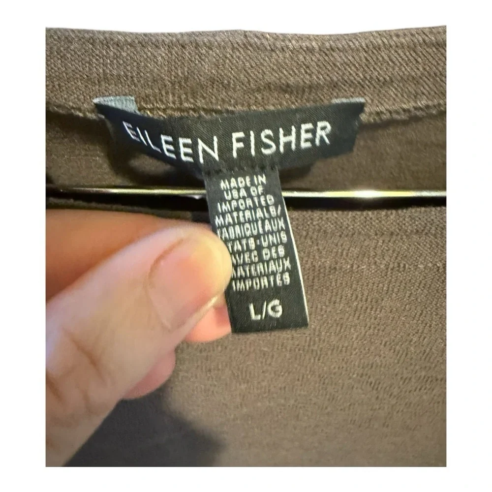 EILEEN FISHER Womens mini tshirt dress Chocolate Brown Short Sleeve Dress Large